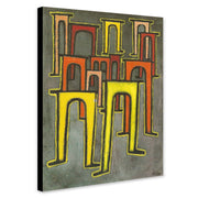 Revolution Of The Viaduct by Paul Klee 1937 - Canvas Wall Art Framed Print - Various Sizes