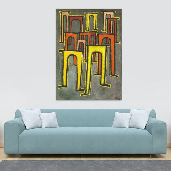 Revolution Of The Viaduct by Paul Klee 1937 - Canvas Wall Art Framed Print - Various Sizes