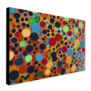 Colourful Dots - Blue - Red - Yellow Abstract Wall Art - Canvas Wall Art Framed Print - Various Sizes