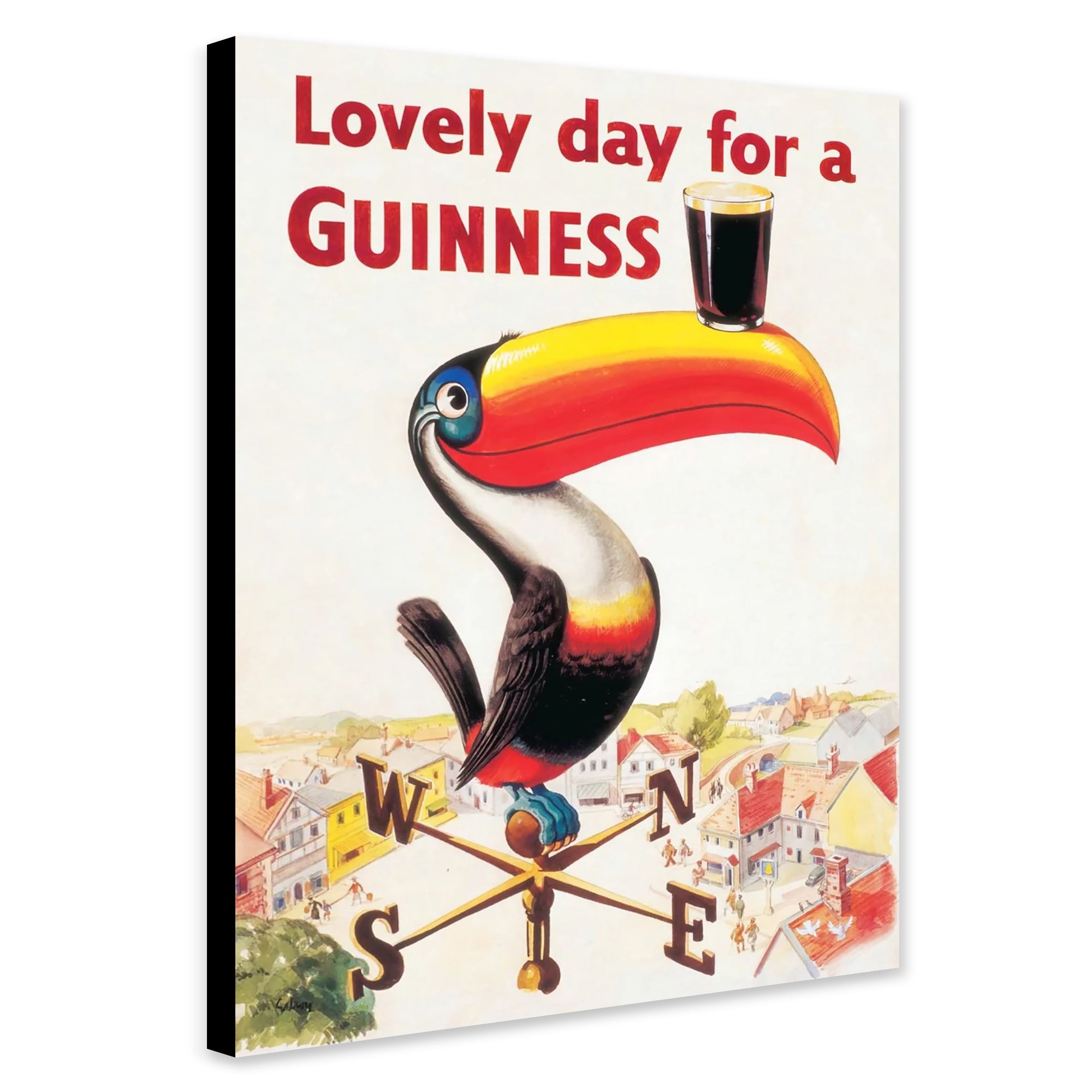 Vintage Advertising Guinness Drinking - Kitchen Wall Art - Canvas Wall Art Framed Print - Various Sizes