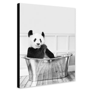 Panda In Bath - Funny Bathroom Wall Art - Canvas Wall Art Framed Print - Various Sizes