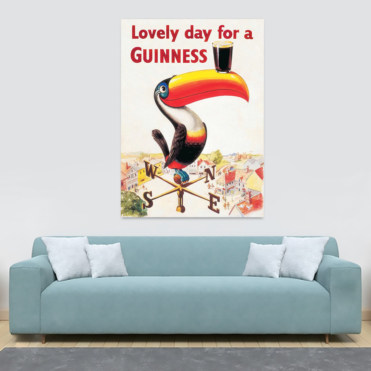 Vintage Advertising Guinness Drinking - Kitchen Wall Art - Canvas Wall Art Framed Print - Various Sizes