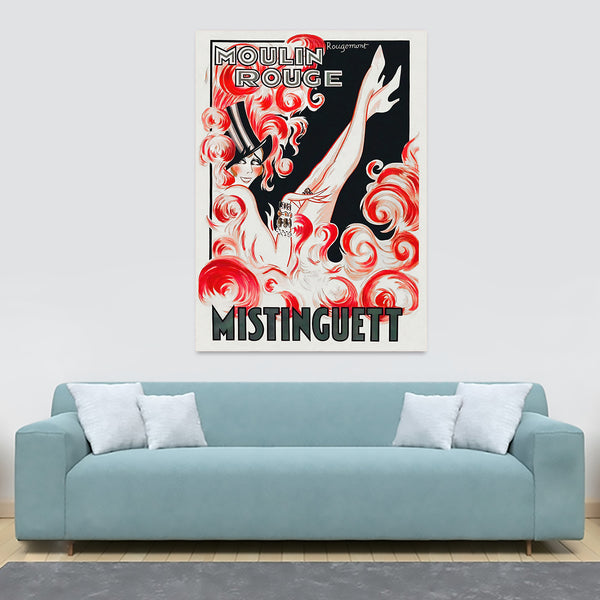 Moulin Rouge Mistinguett Vintage Cabaret Wall Art - Canvas Wall Art Framed Print - Various Sizes