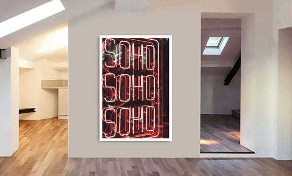 Soho Neon Street Art - Canvas Wall Art Framed Print - Various Sizes