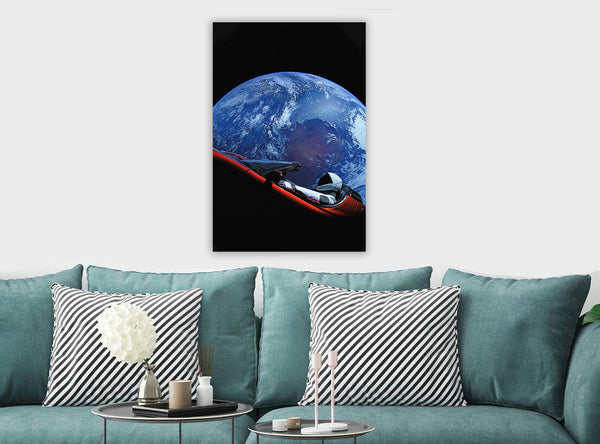 SpaceX Starman - Tesla Roadster - Canvas Wall Art Framed Print - Various Sizes