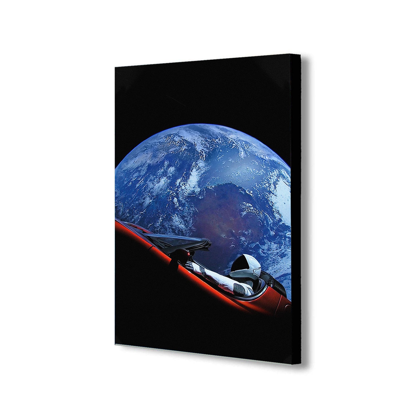 SpaceX Starman - Tesla Roadster - Canvas Wall Art Framed Print - Various Sizes