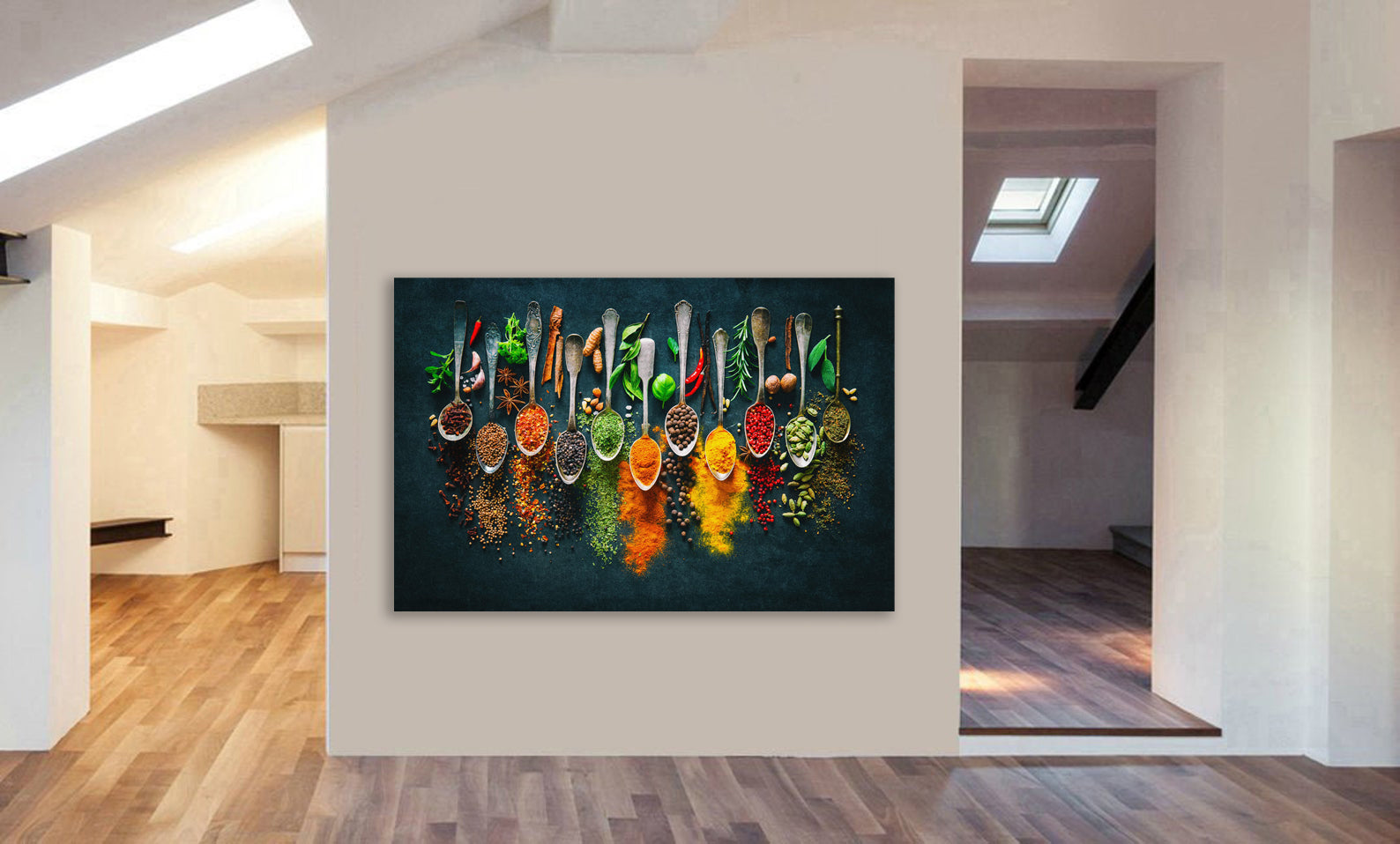 Herbs And Spices Spoons - Canvas Wall Art Framed Print - Various sizes