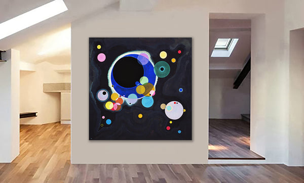 Several Circles Abstract Bauhaus Art by Vassily Kandinsky - Framed Canvas Wall Art Print - Various Sizes