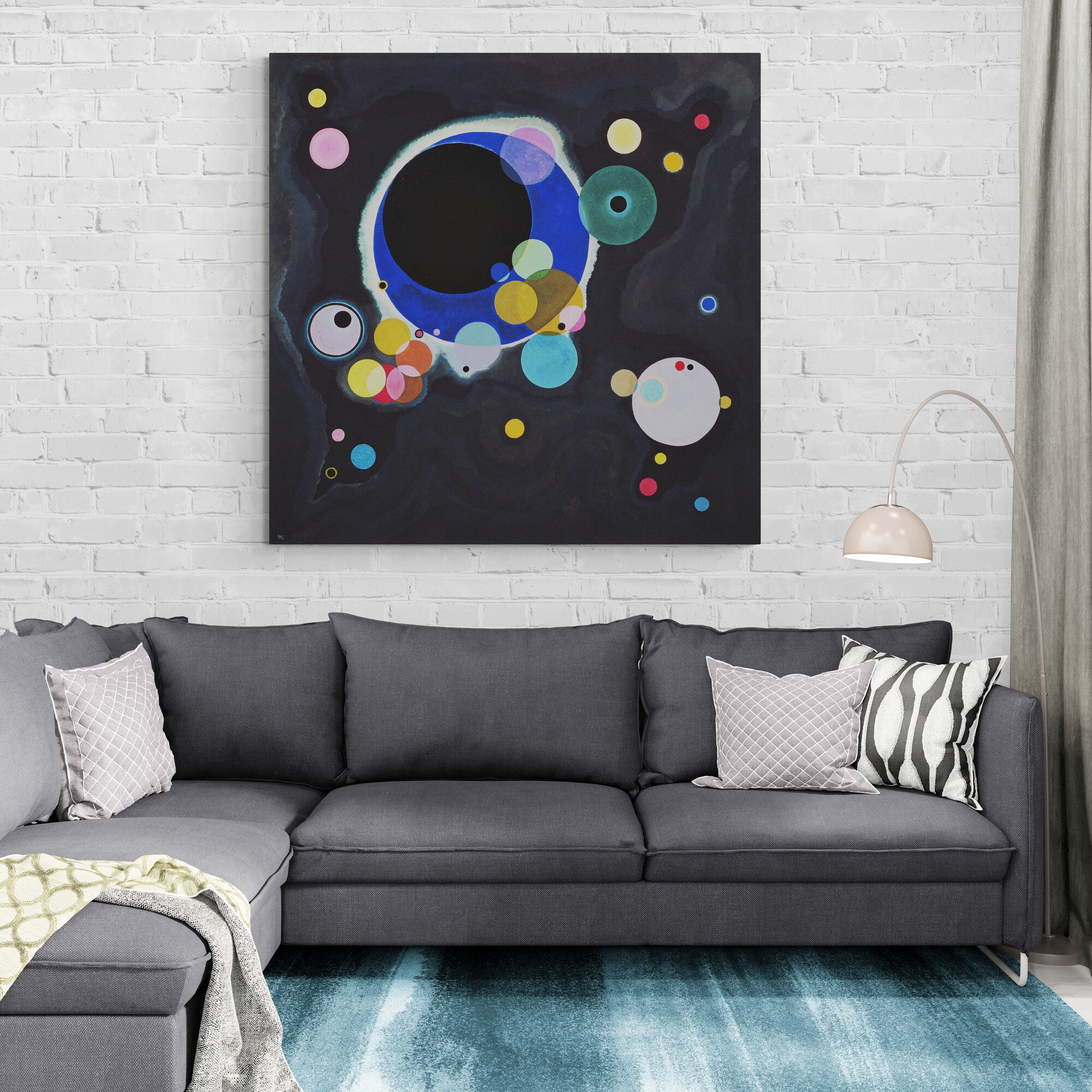 Several Circles Abstract Bauhaus Art by Vassily Kandinsky - Framed Canvas Wall Art Print - Various Sizes