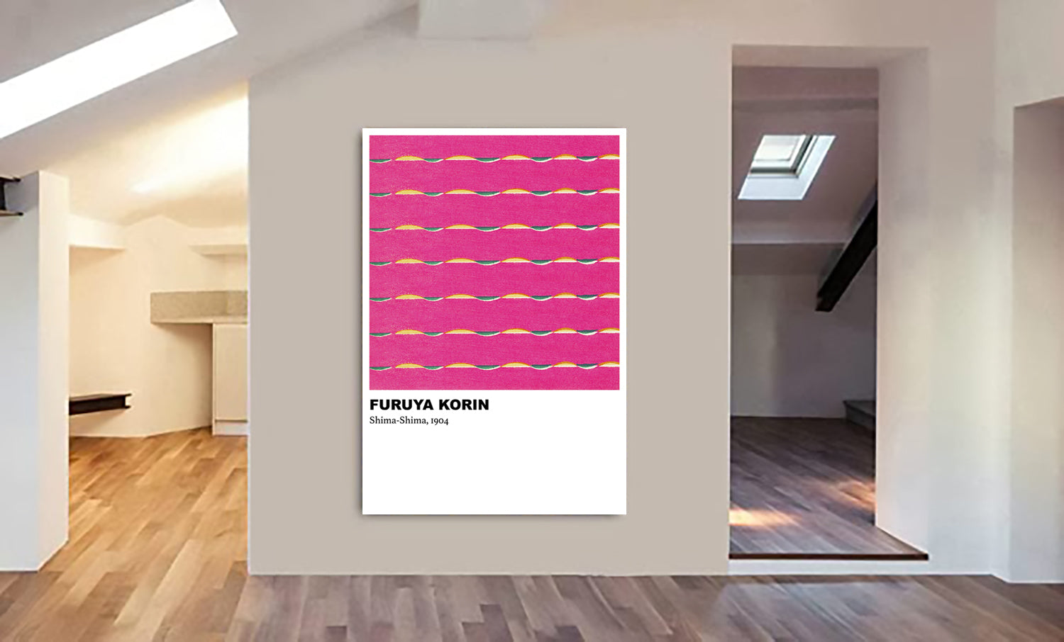 Shima-Shima Pink Pattern by Furuya Korin (1904) - Abstract - Canvas Wall Art Framed Print - Various Sizes