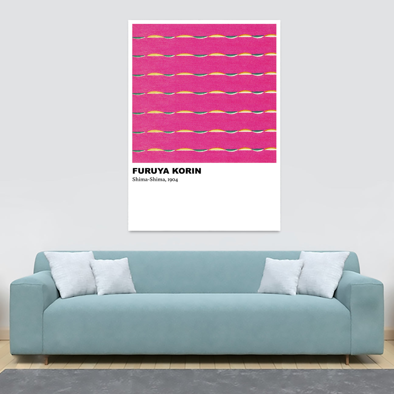 Shima-Shima Pink Pattern by Furuya Korin (1904) - Abstract - Canvas Wall Art Framed Print - Various Sizes