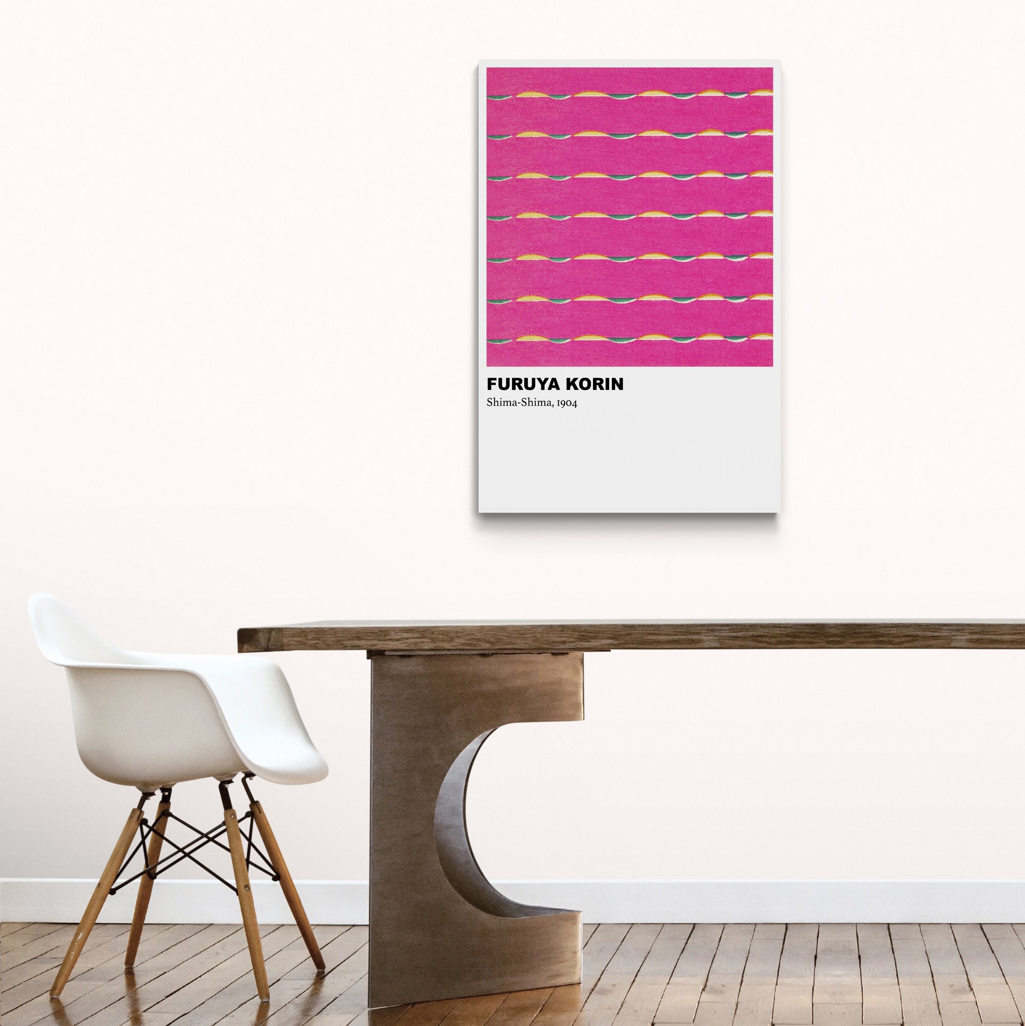Shima-Shima Pink Pattern by Furuya Korin (1904) - Abstract - Canvas Wall Art Framed Print - Various Sizes