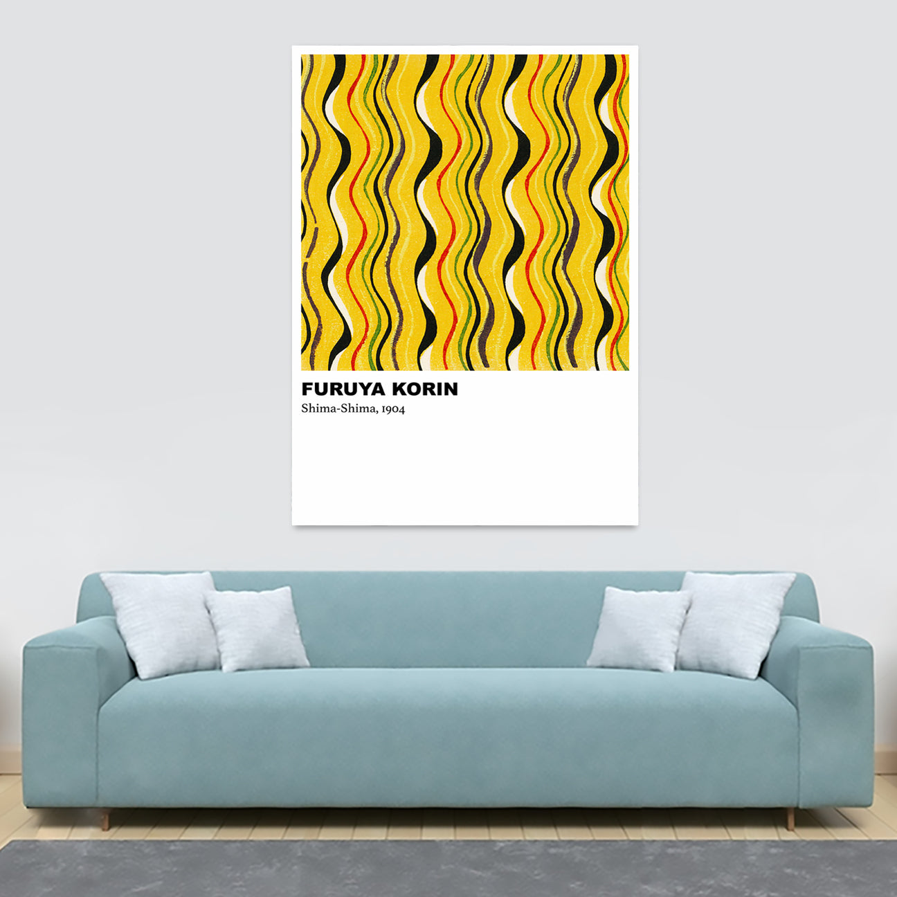 Shima-Shima Yellow Pattern by Furuya Korin (1904) - Abstract - Canvas Wall Art Framed Print - Various Sizes