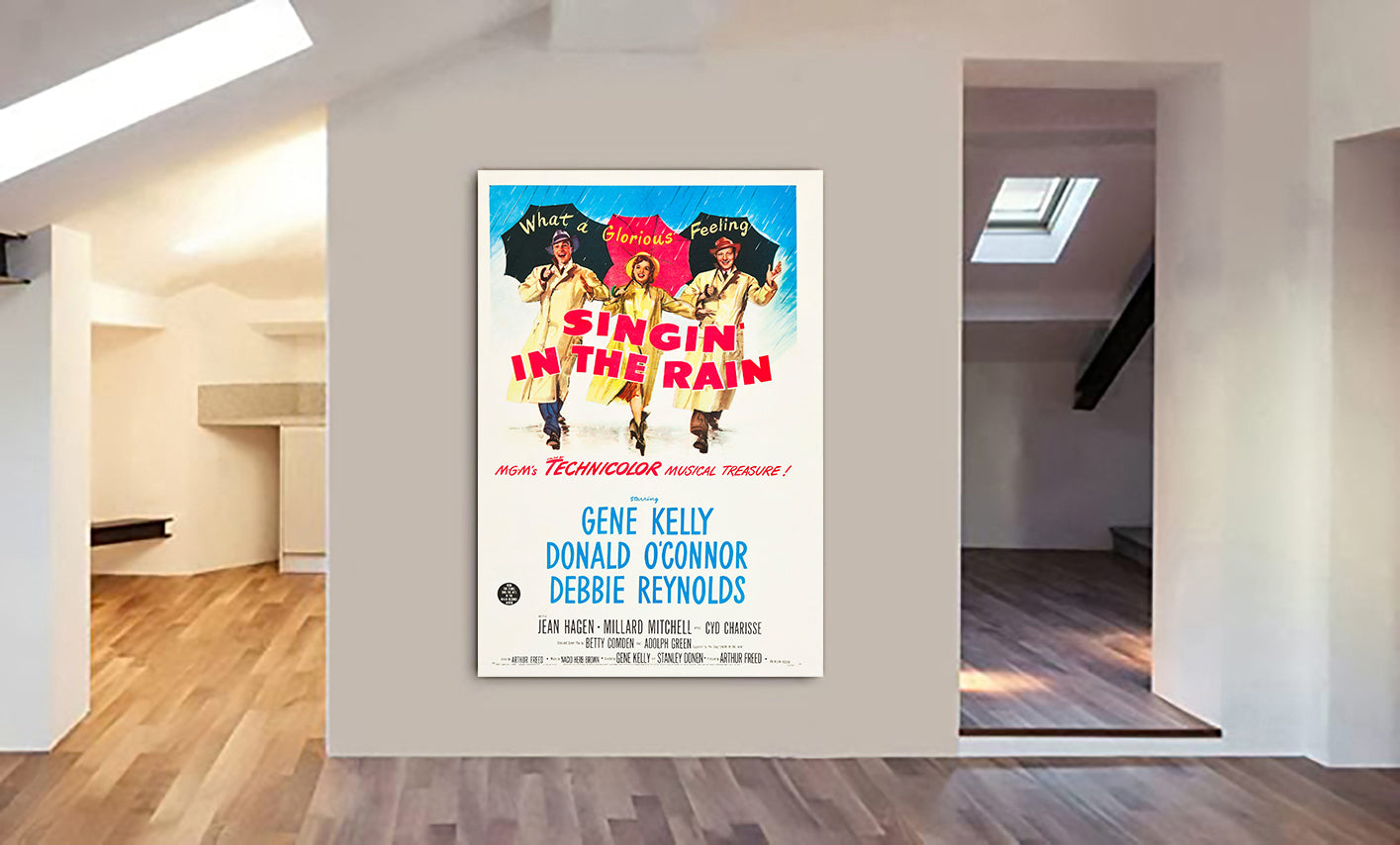 Singin' In The Rain - Vintage Movie Art 1952 - Canvas Wall Framed Print - Various Sizes