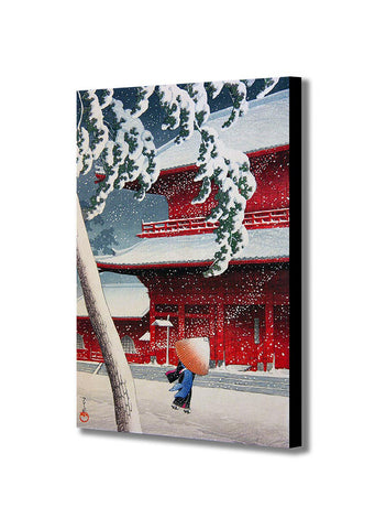 Snow Storm Japanese Art by Kawase Hasui - Canvas Wall Art Framed Print - Various Sizes