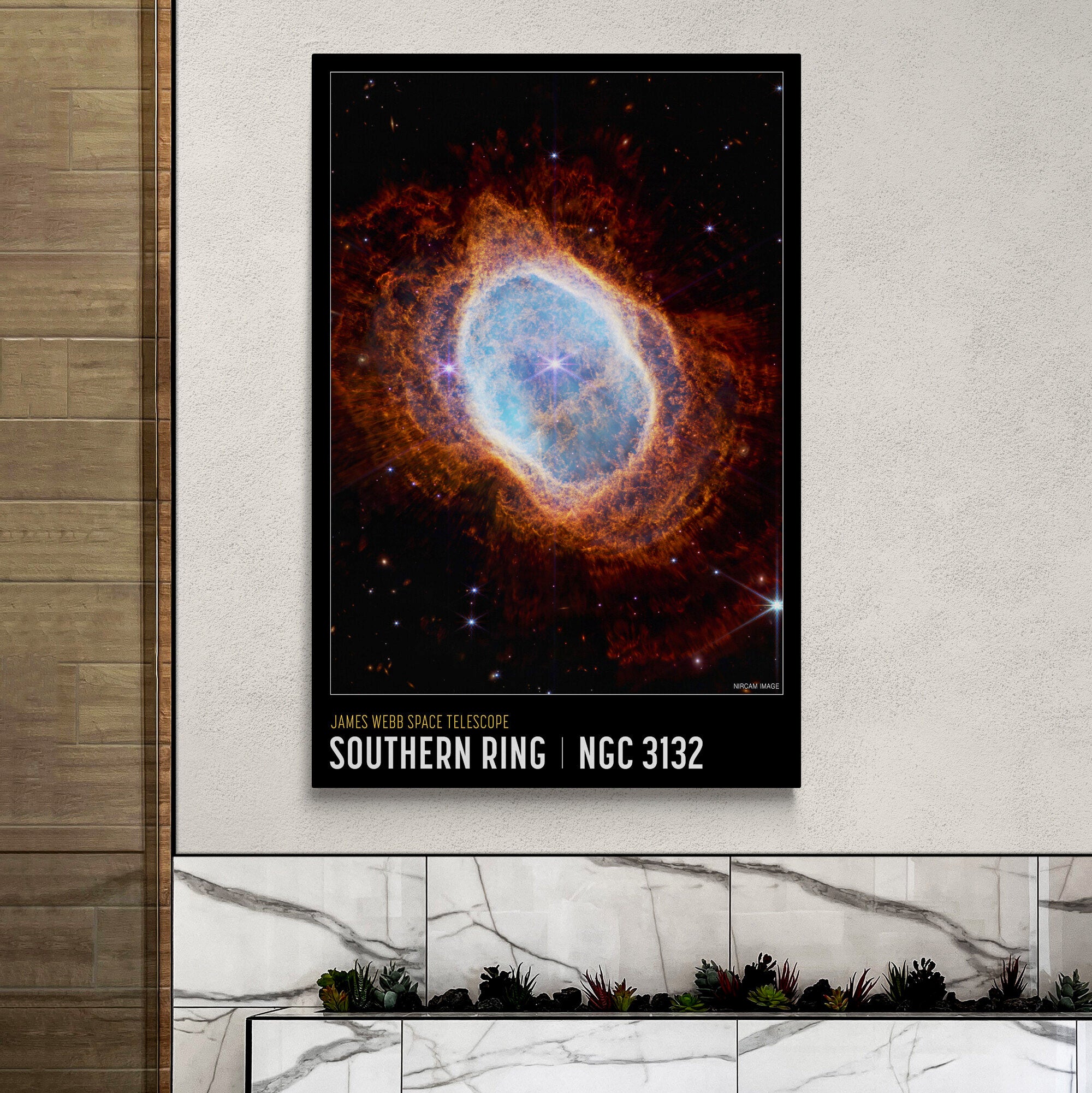 Southern Ring Nebula - James Webb Space Telescope - NASA - Space Art - Modern Wall Art - Canvas Wall Art Framed Print - Various Sizes