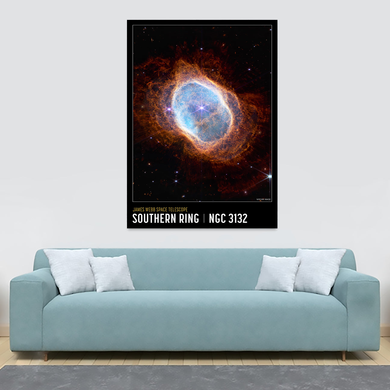 Southern Ring Nebula - James Webb Space Telescope - NASA - Space Art - Modern Wall Art - Canvas Wall Art Framed Print - Various Sizes