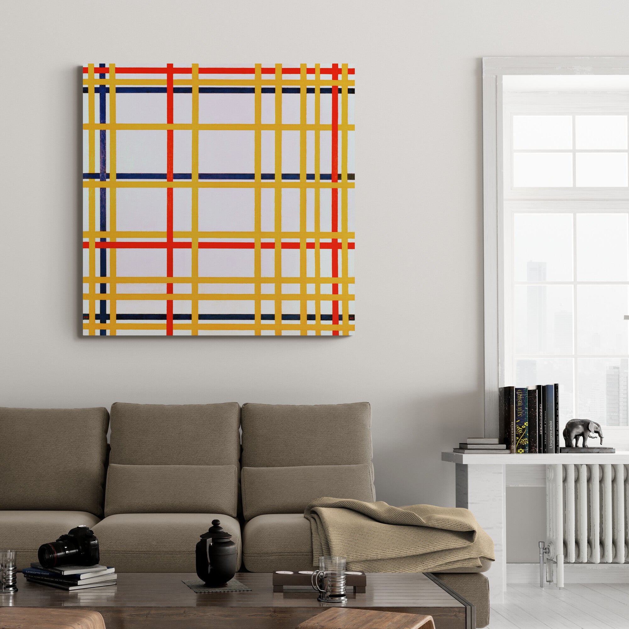 New York City I by Piet Mondrian Wall Art 1942 - Framed Canvas Wall Art Print - Various Sizes