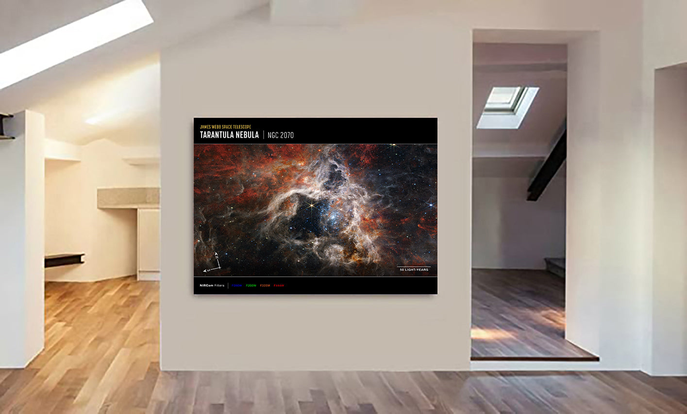 James Webb Space Telescope - Tarantula Nebula (NIRCam Compass Image) Wall Art - Canvas Wall Art Framed Print - Various Sizes