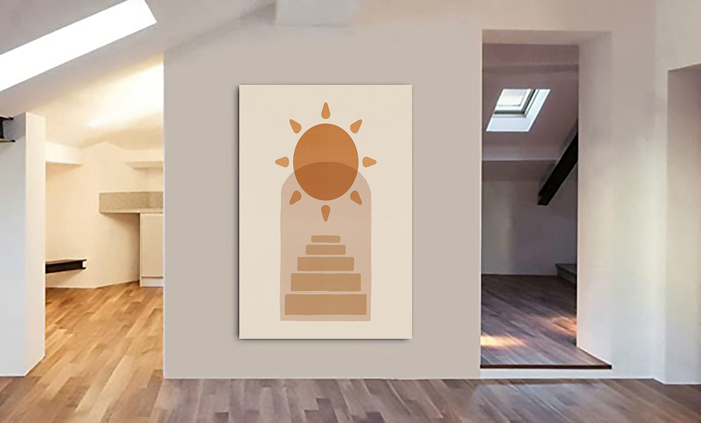 Temple - Boho Abstract Minimalist Wall Art - Canvas Wall Art Framed Print - Various Sizes