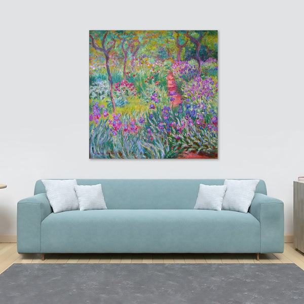 The Artist's Garden in Giverny by Claude Monet - Framed Canvas Wall Art Print - Various Sizes