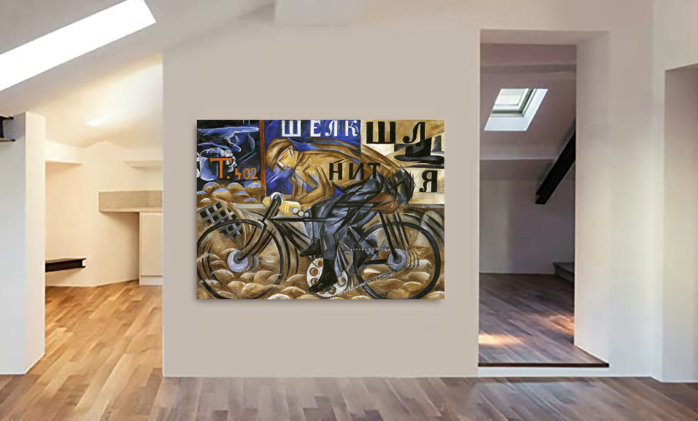 The Cyclist by Natalia Goncharova - 1913 - Canvas Wall Art Framed Print - Various Sizes