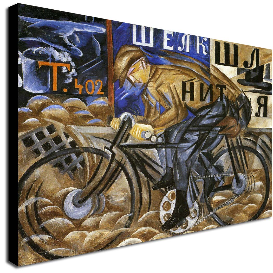 The Cyclist by Natalia Goncharova - 1913 - Canvas Wall Art Framed Print - Various Sizes