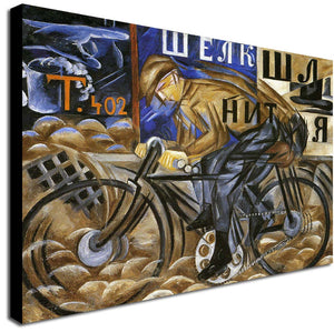The Cyclist by Natalia Goncharova - 1913 - Canvas Wall Art Framed Print - Various Sizes