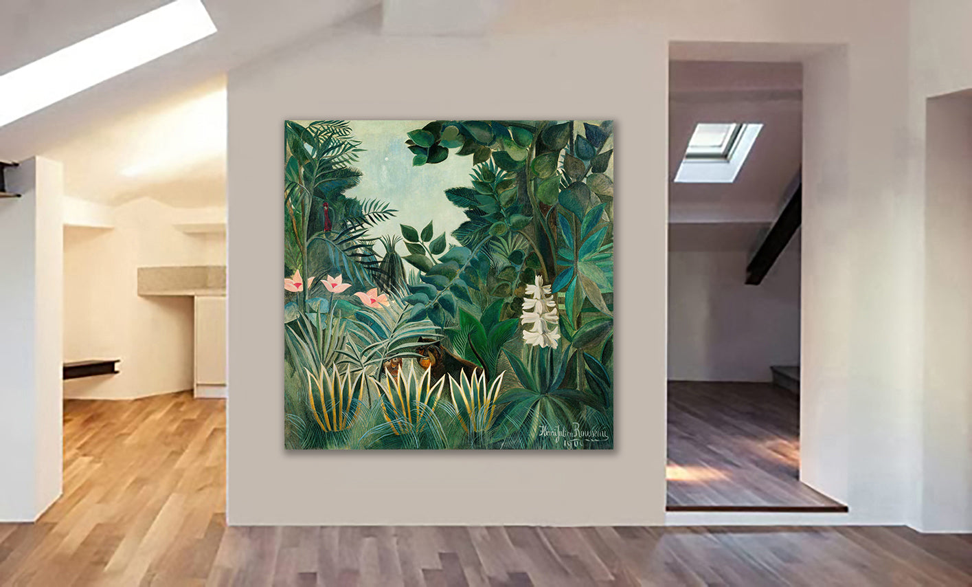 The Equatorial Jungle by Henri Rousseau - Framed Canvas Wall Art Print - Various Sizes