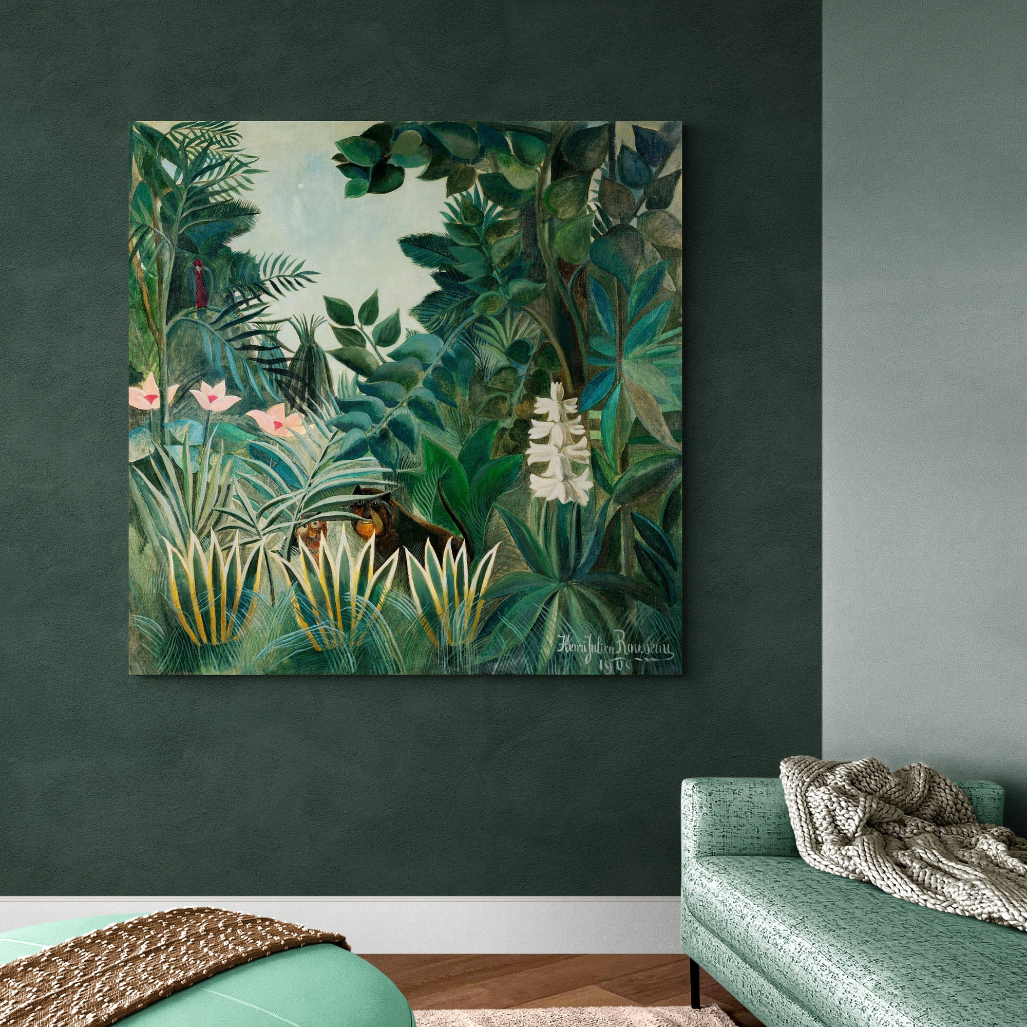 The Equatorial Jungle by Henri Rousseau - Framed Canvas Wall Art Print - Various Sizes