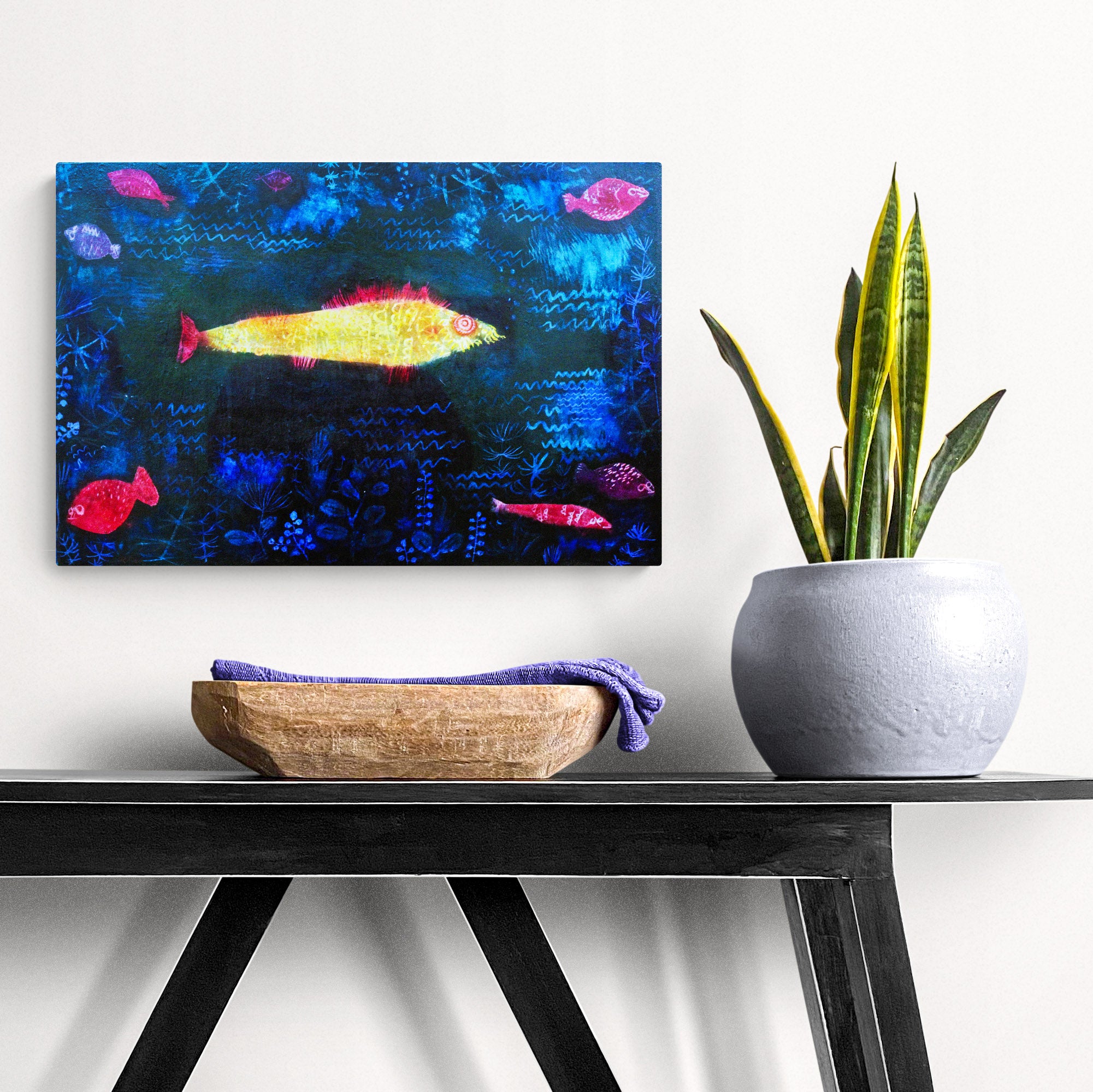 The Goldfish by Paul Klee Abstract Art 1925 - Canvas Wall Art Framed Print - Various Sizes