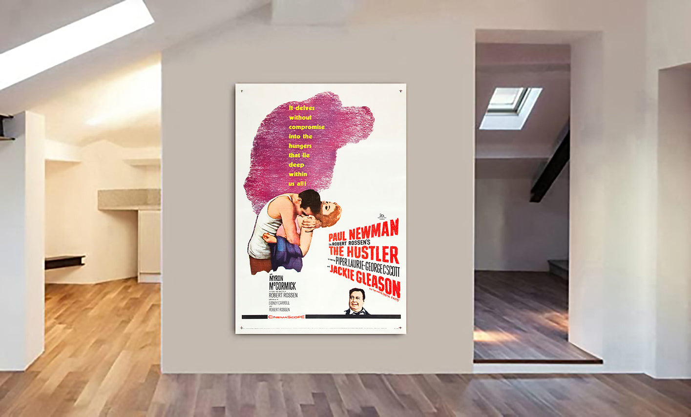 The Hustler 1961 Paul Newman Film Cover Art - Canvas Wall Art Framed Print - Various Sizes