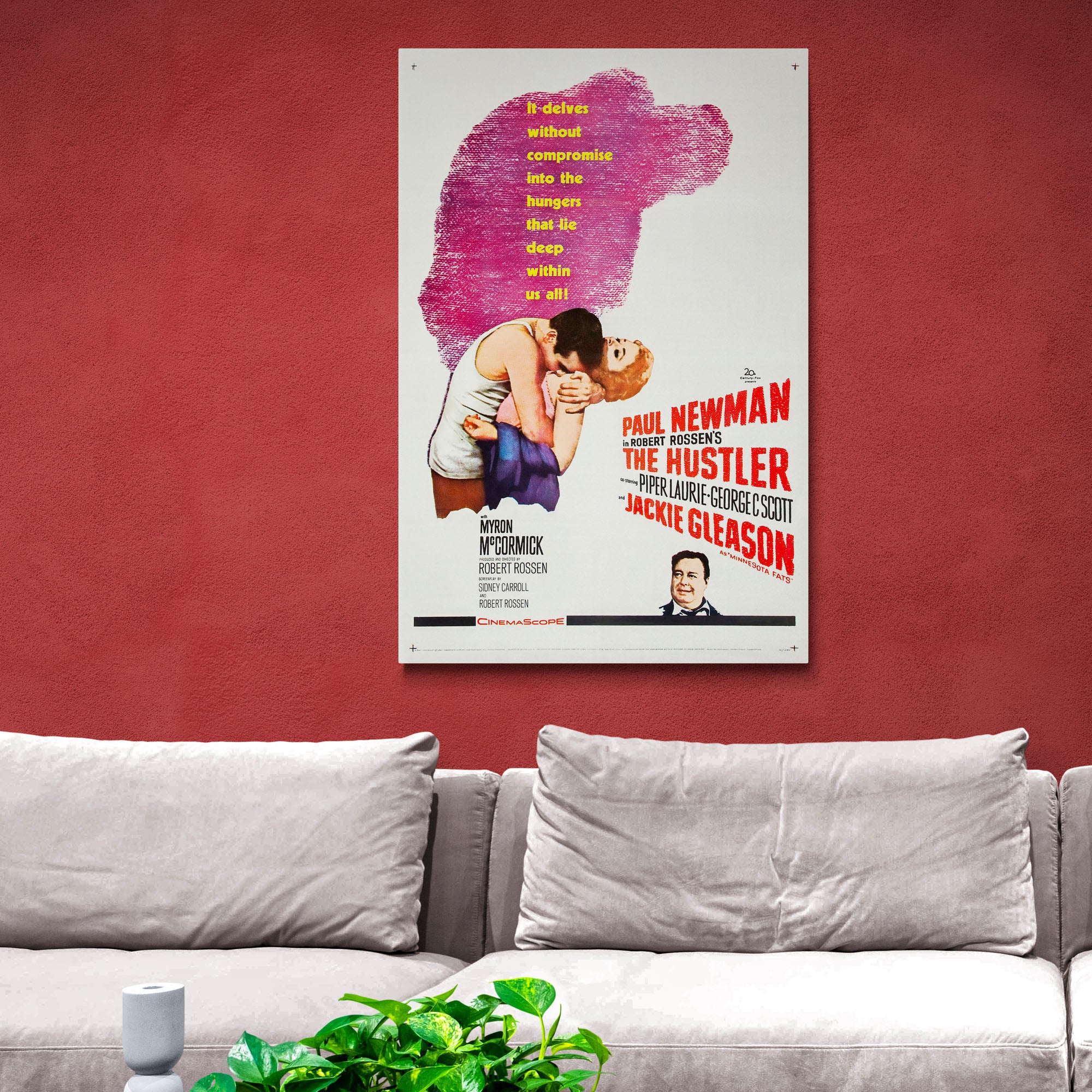The Hustler 1961 Paul Newman Film Cover Art - Canvas Wall Art Framed Print - Various Sizes