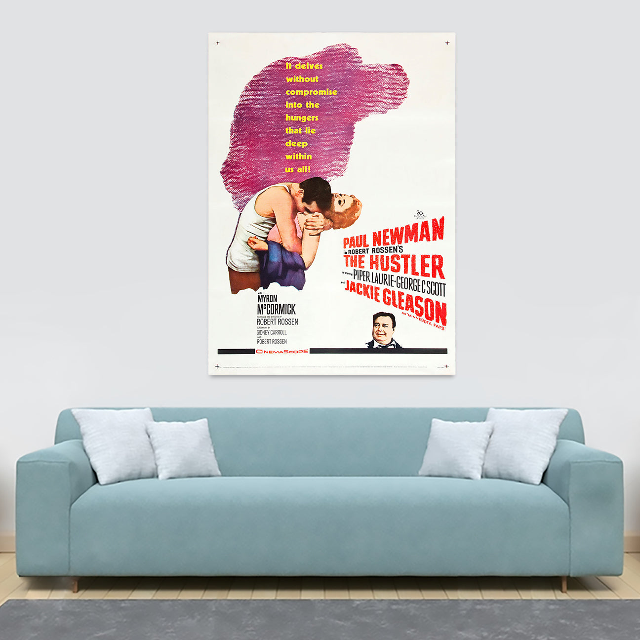 The Hustler 1961 Paul Newman Film Cover Art - Canvas Wall Art Framed Print - Various Sizes