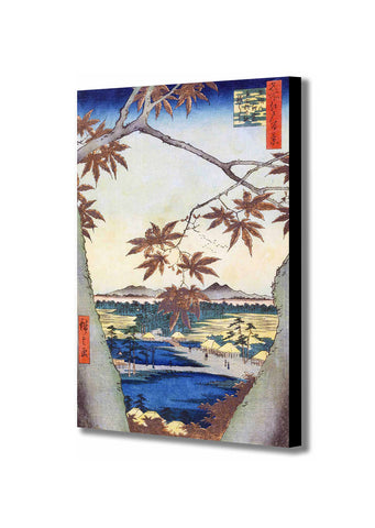 The Maple Leaves of Mama Tekona shrine by Utagawa Hiroshige - Canvas Wall Art Framed Print - Various Sizes