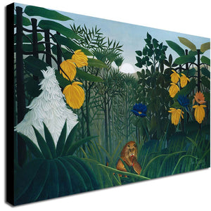 The Repast of the Lion (1907) by Henri Rousseau - Canvas Wall Art Framed Print - Various Sizes