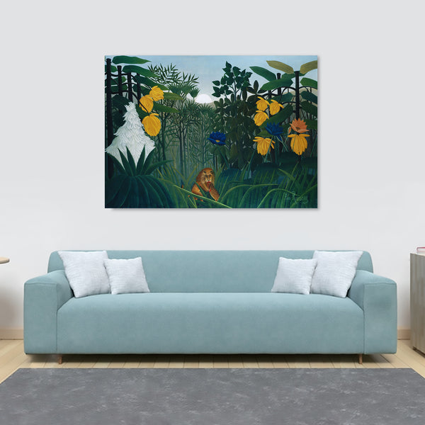 The Repast of the Lion (1907) by Henri Rousseau - Canvas Wall Art Framed Print - Various Sizes