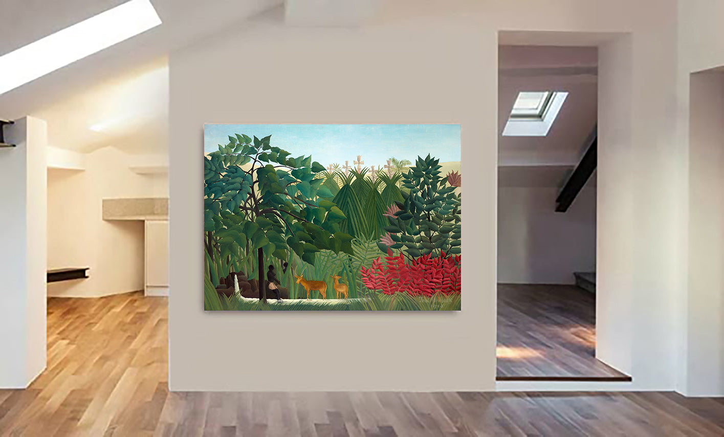The Waterfall by Henri Rousseau - Canvas Wall Art Framed Print - Various Sizes