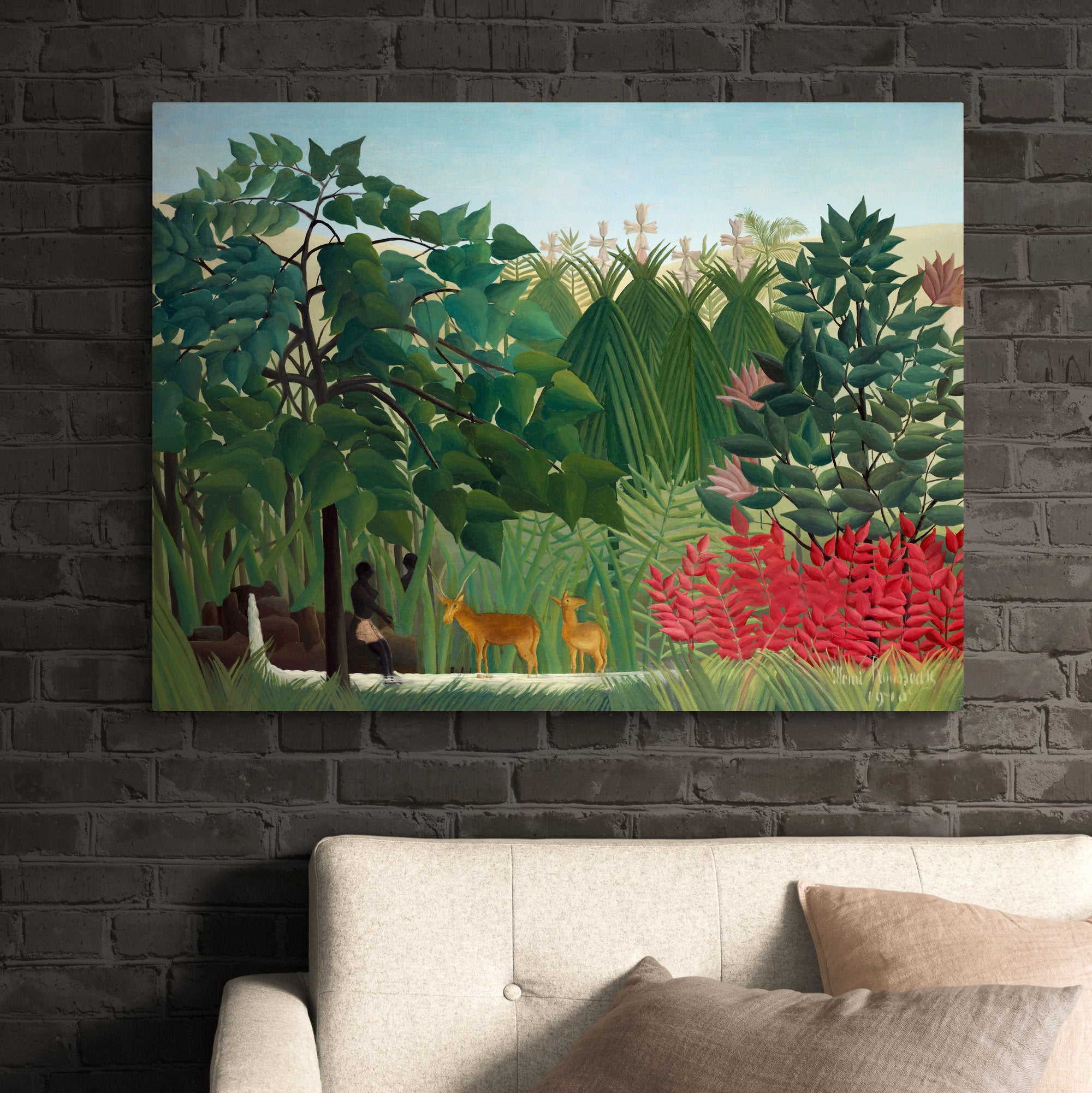 The Waterfall by Henri Rousseau - Canvas Wall Art Framed Print - Various Sizes
