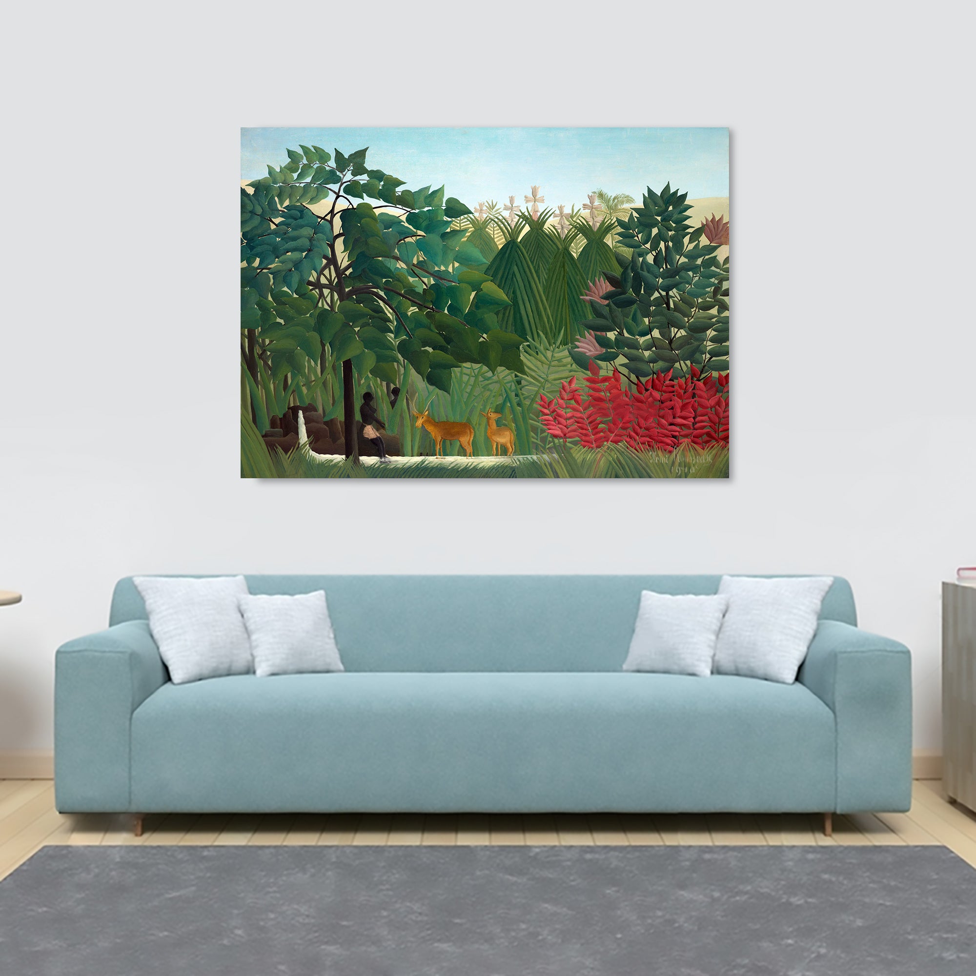 The Waterfall by Henri Rousseau - Canvas Wall Art Framed Print - Various Sizes