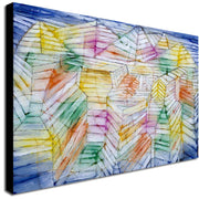 Theater Mountain Construction Abstract Art by Paul Klee - Canvas Wall Art Framed Print - Various Sizes