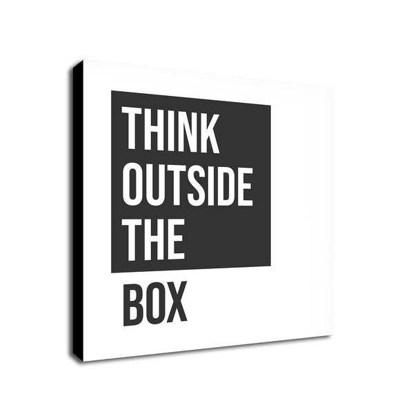 Think Outside the Box dark - Typographic Art - Canvas Wall Art Framed Print - Various Sizes