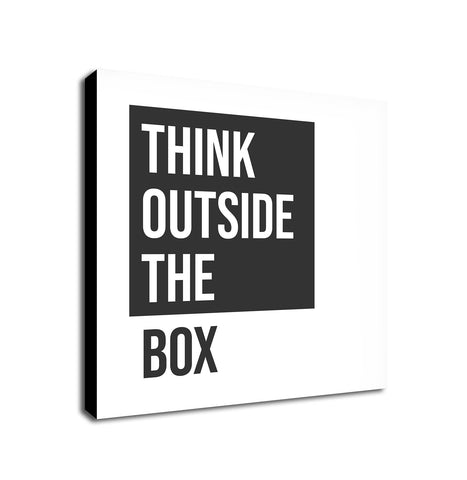 Think Outside the Box dark - Typographic Art - Canvas Wall Art Framed Print - Various Sizes