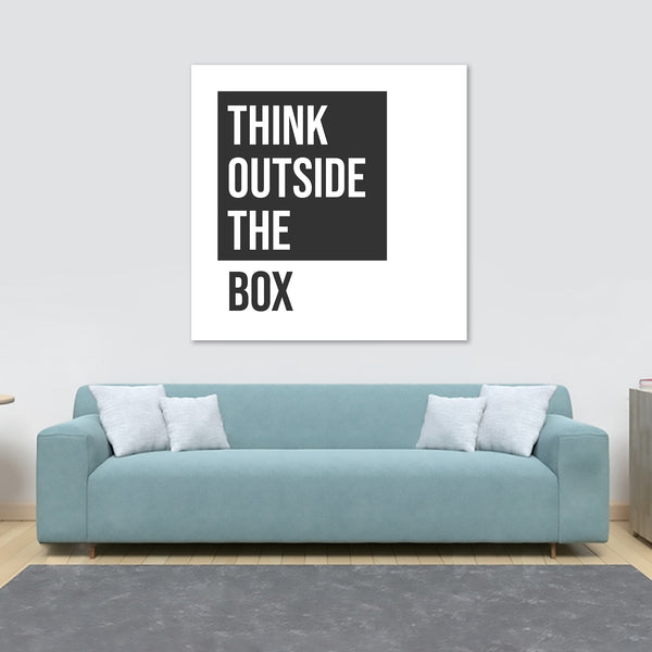 Think Outside the Box dark - Typographic Art - Canvas Wall Art Framed Print - Various Sizes