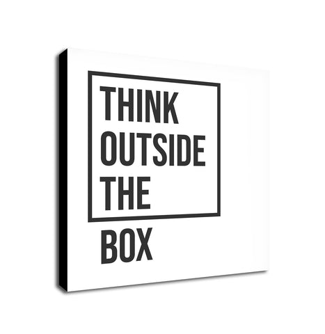 Think Outside the Box light - Typographic Art - Canvas Wall Art Framed Print - Various Sizes