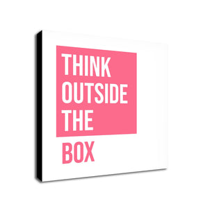 Think Outside the Box pink - Typographic Art - Canvas Wall Art Framed Print - Various Sizes