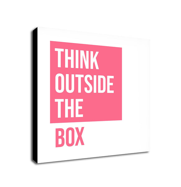 Think Outside the Box pink - Typographic Art - Canvas Wall Art Framed Print - Various Sizes