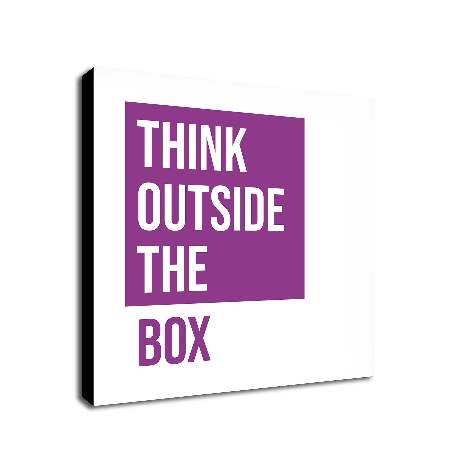 Think Outside the Box purple - Typographic Art - Canvas Wall Art Framed Print - Various Sizes