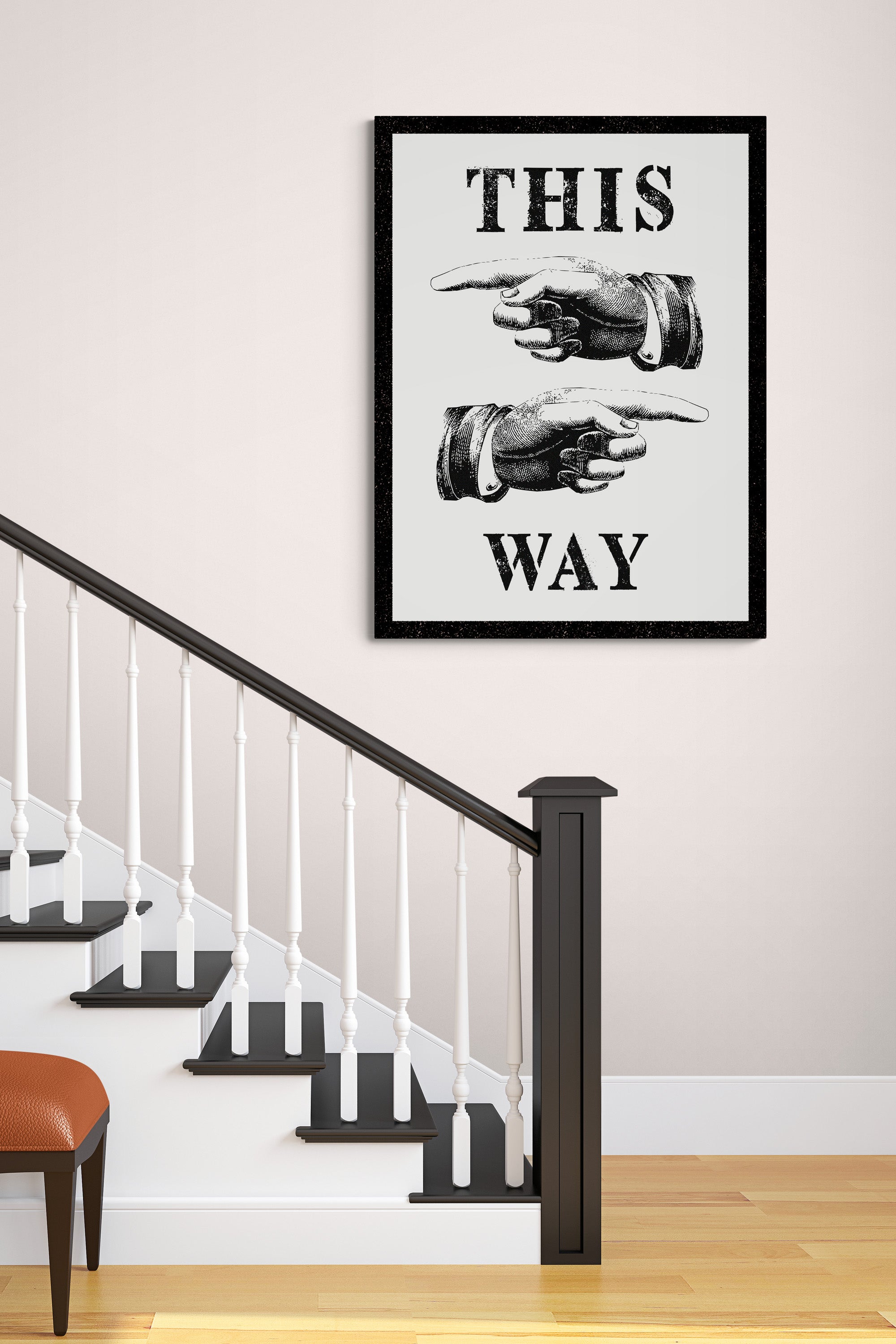 This Way - Typography - Canvas Wall Art Framed Print - Various Sizes