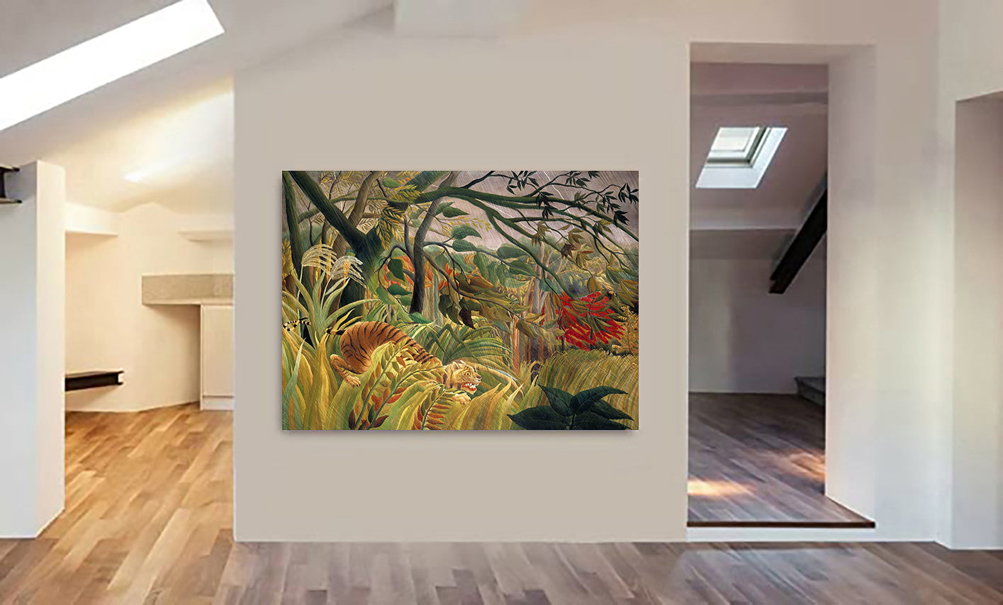 Tiger in a Tropical Storm by Henri Rousseau 1891 - Canvas Wall Art Framed Print - Various Sizes